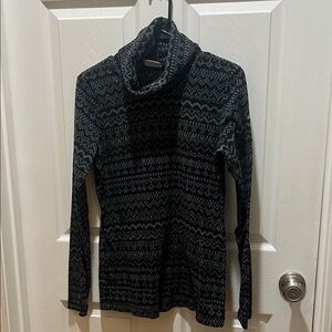 Columbia Black & Gray Cowl Neck Patterned Sweater
